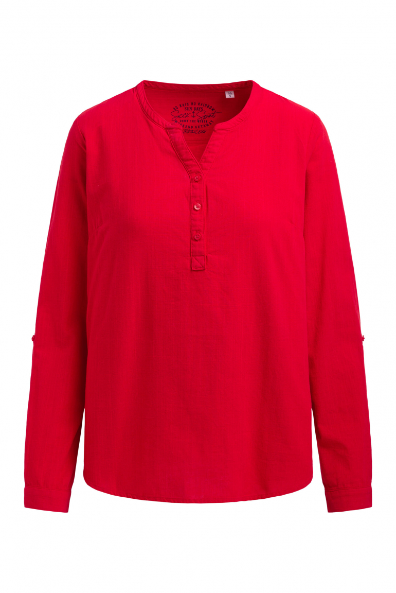 Strukturierte Langarmbluse mit kleinen Logo-Details red heaven