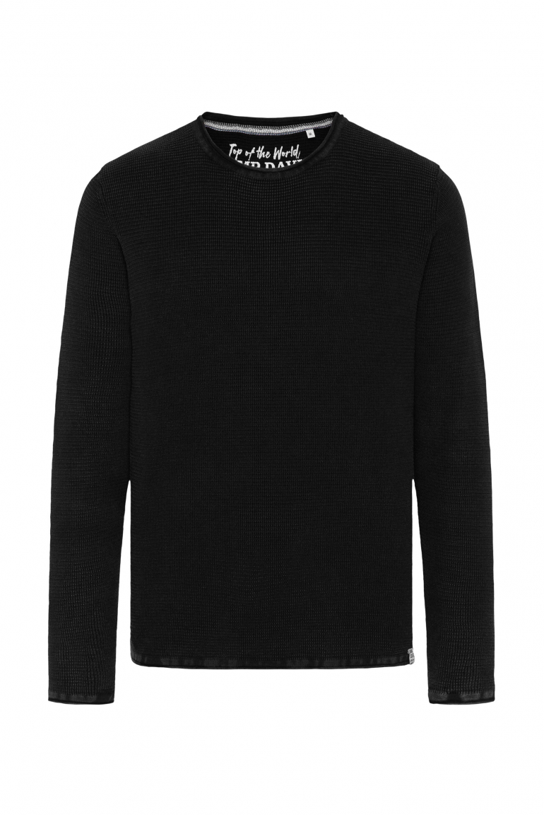 Strukturierter Pullover Stone Washed black