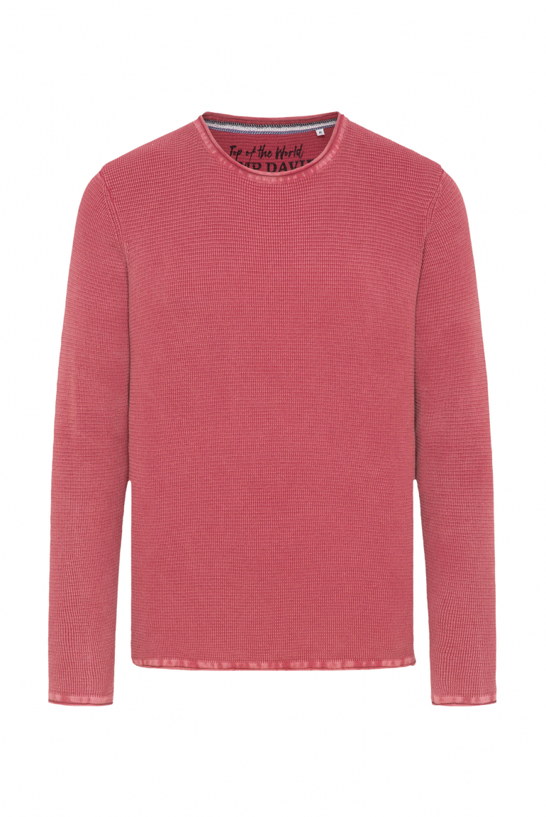 Strukturierter Pullover Stone Washed brick red