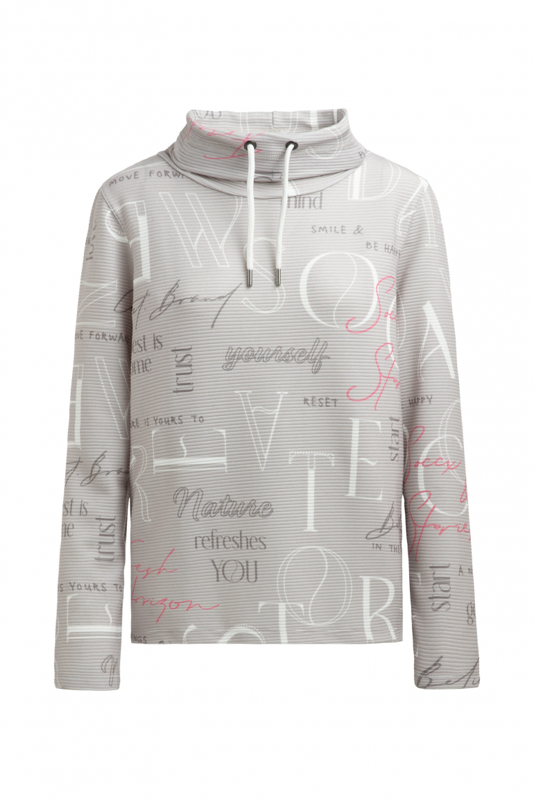 Strukturiertes Sweatshirt mit hohem Kragen und Artwork fresh grey