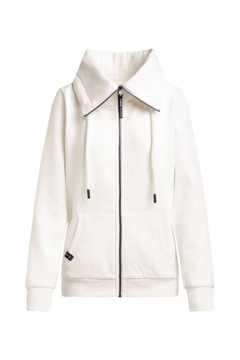 Sweatjacke mit hohem Kragen ivory