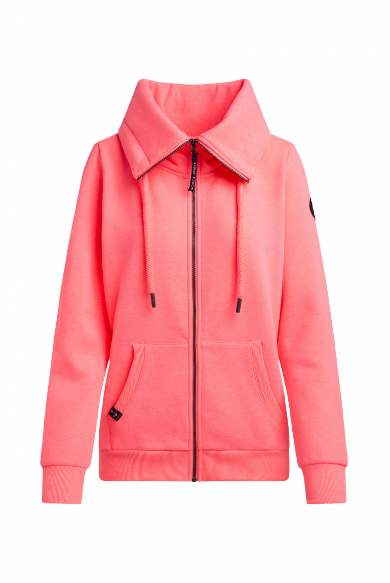 Sweatjacke mit hohem Kragen neon pink