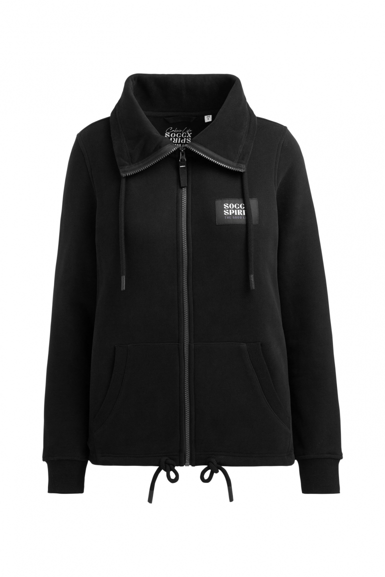 Sweatjacke mit hohem Kragen und Rücken-Print black