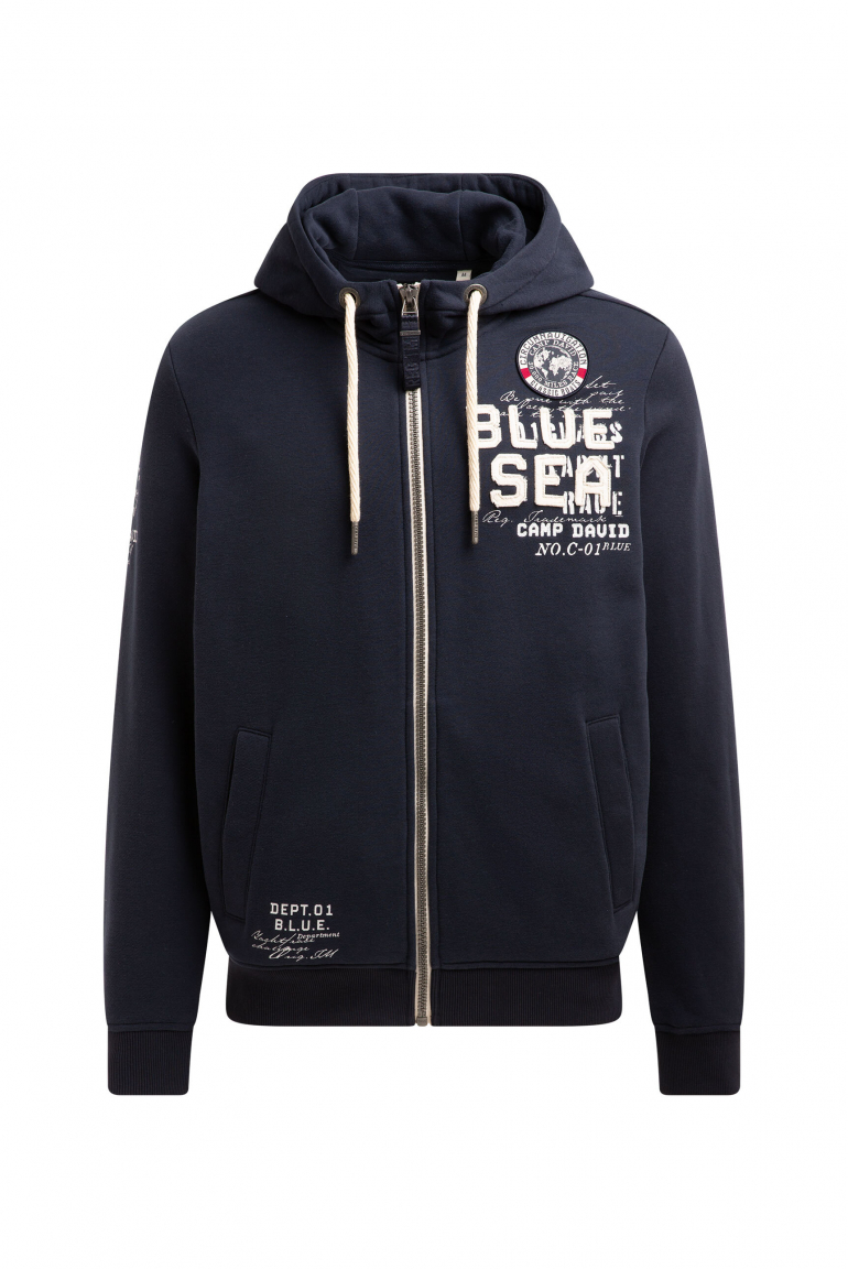 Sweatjacke mit Kapuze und Artworks blue navy
