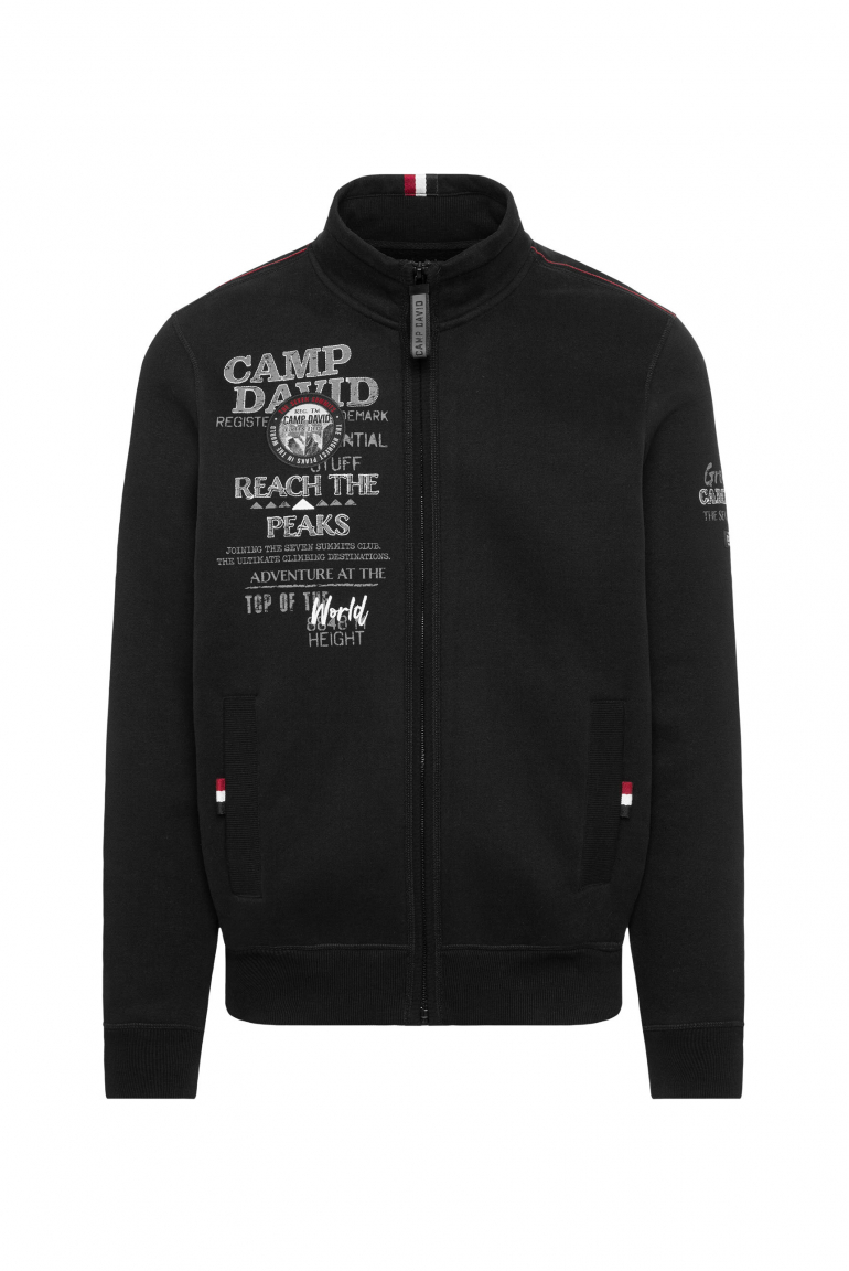 Sweatjacke mit Logo Prints, Stickereien und Patches black