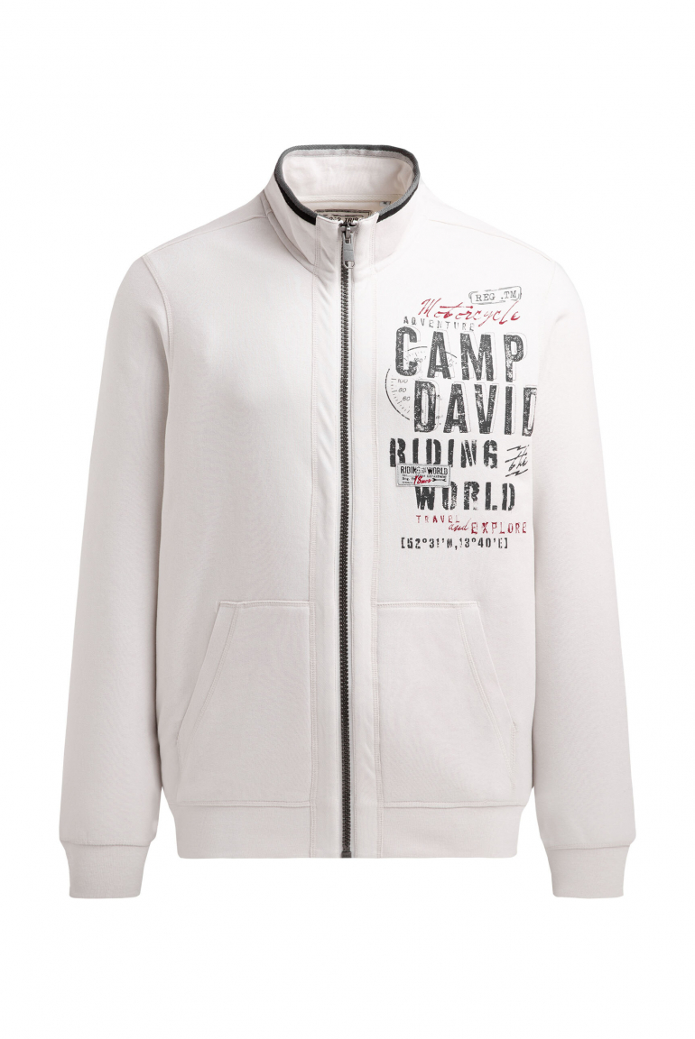 Sweatjacke mit Pikee-Tapes und Artwork ash