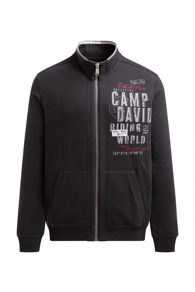 Sweatjacke mit Pikee-Tapes und Artwork black