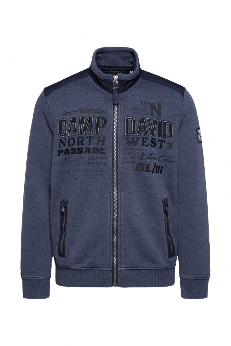Sweatjacke mit Ripstop-Details und Label-Applikationen blue navy