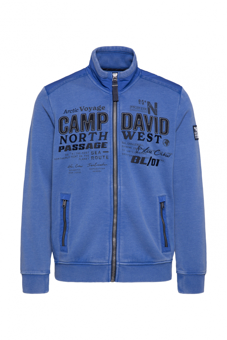 Sweatjacke mit Ripstop-Details und Label-Applikationen flight blue