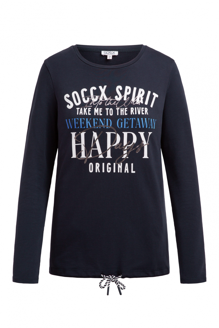 Sweatshirt mit Artwork und Kordelzug im Saum blue navy