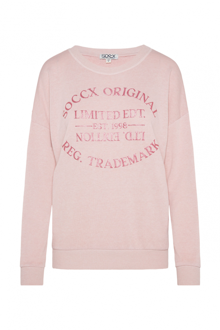 Sweatshirt mit Ausbrenner-Effekten und Print rose blush