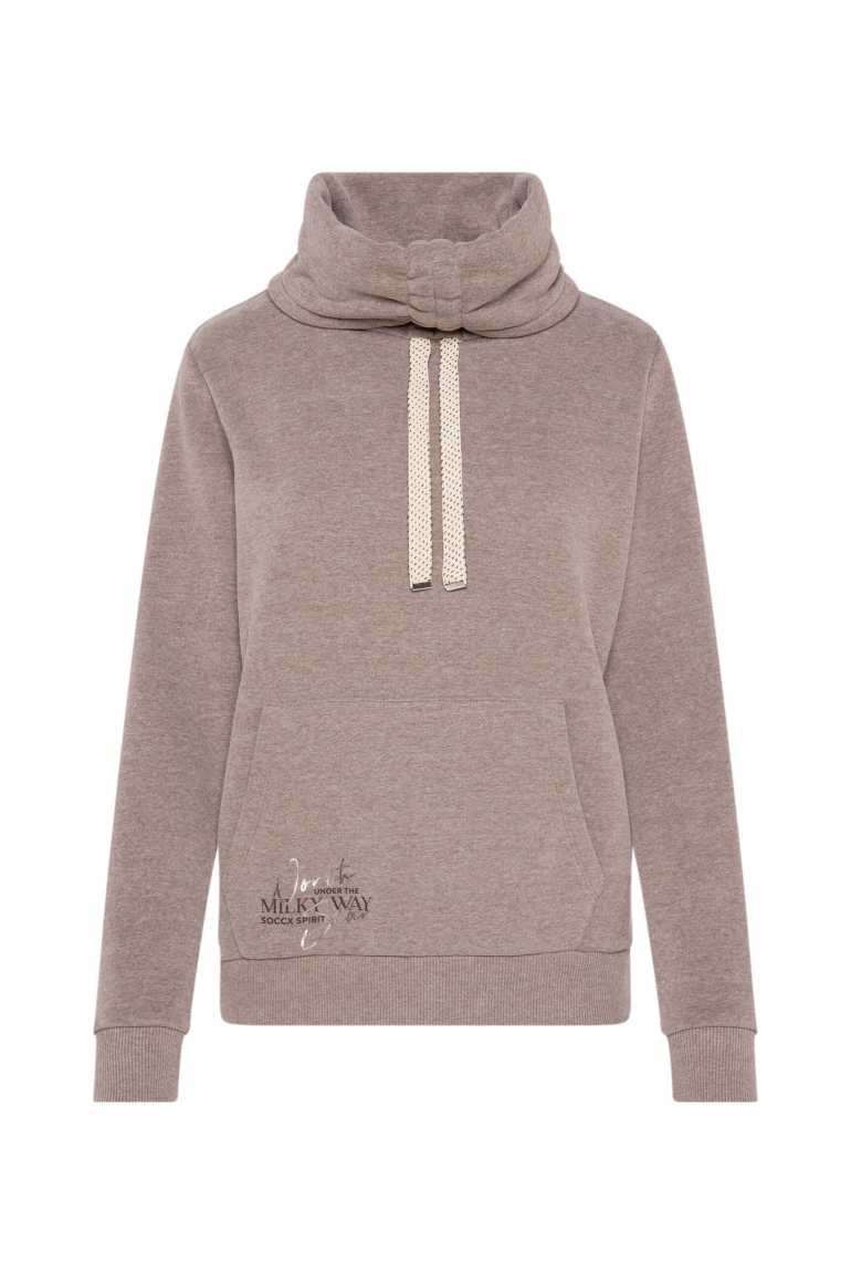 Sweatshirt mit hohem Kragen und Kontrastbändern dark mocha mel.
