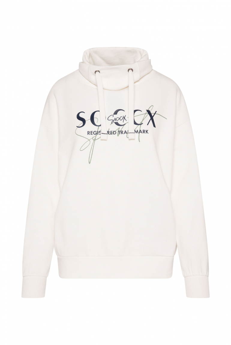 Sweatshirt mit hohem Kragen und Logo Print ivory