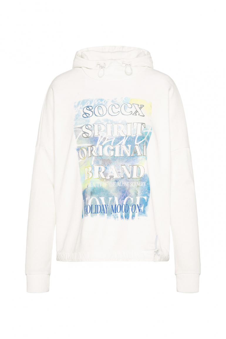 Sweatshirt mit Kapuze und Print Artwork ivory