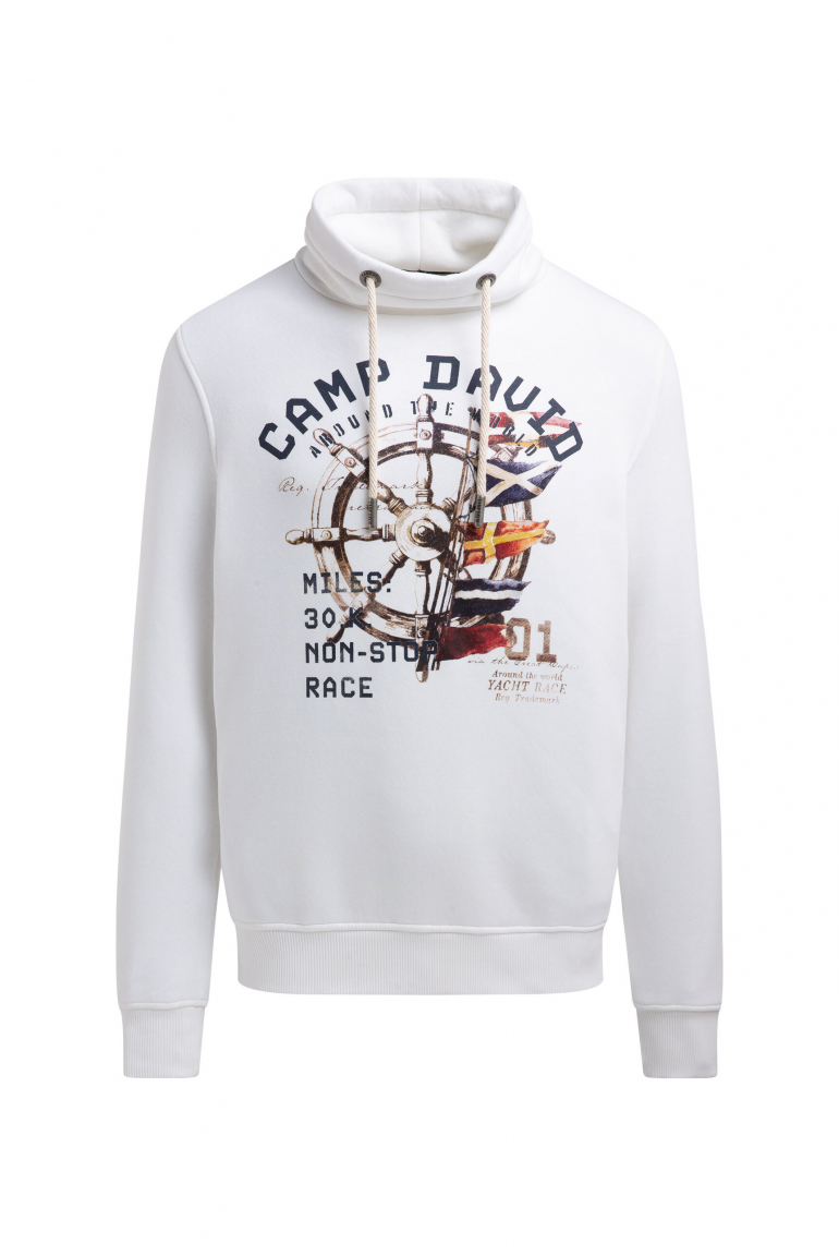 Sweatshirt mit Kragen und Photoprint ivory