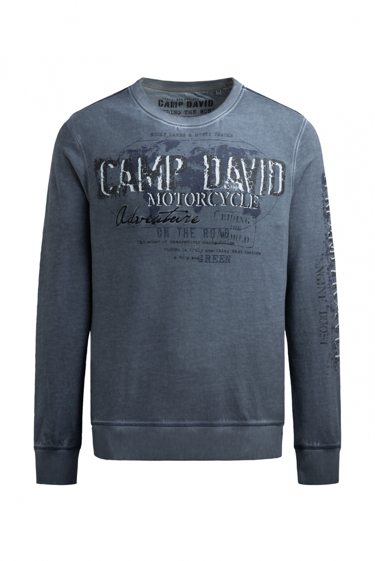 Sweatshirt Oil Dyed mit Crack Prints blue shades