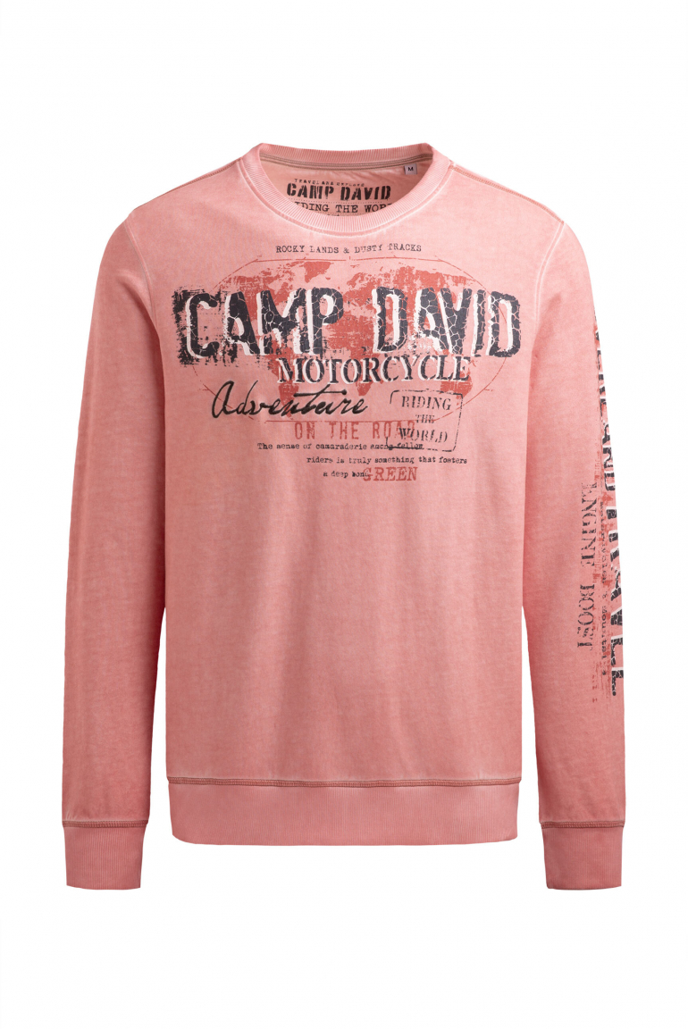 Sweatshirt Oil Dyed mit Crack Prints old peach