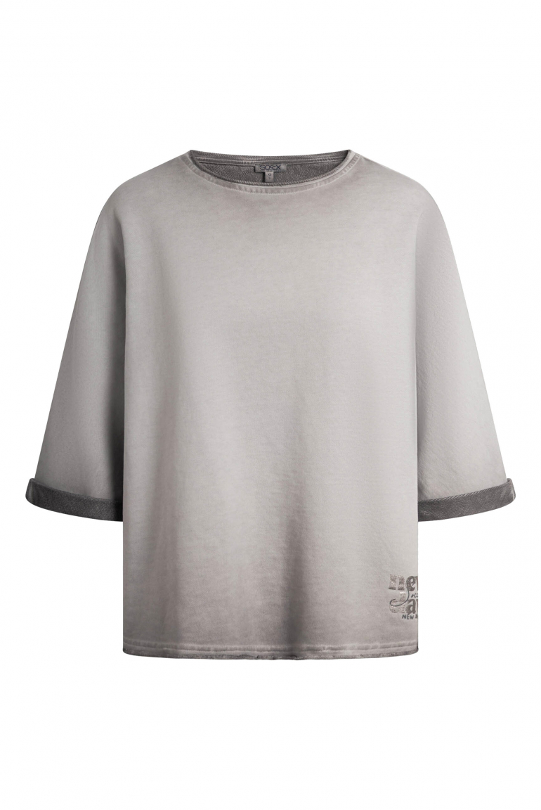 Sweatshirt Oil Dyed mit Kurzarm und Backprint fresh grey