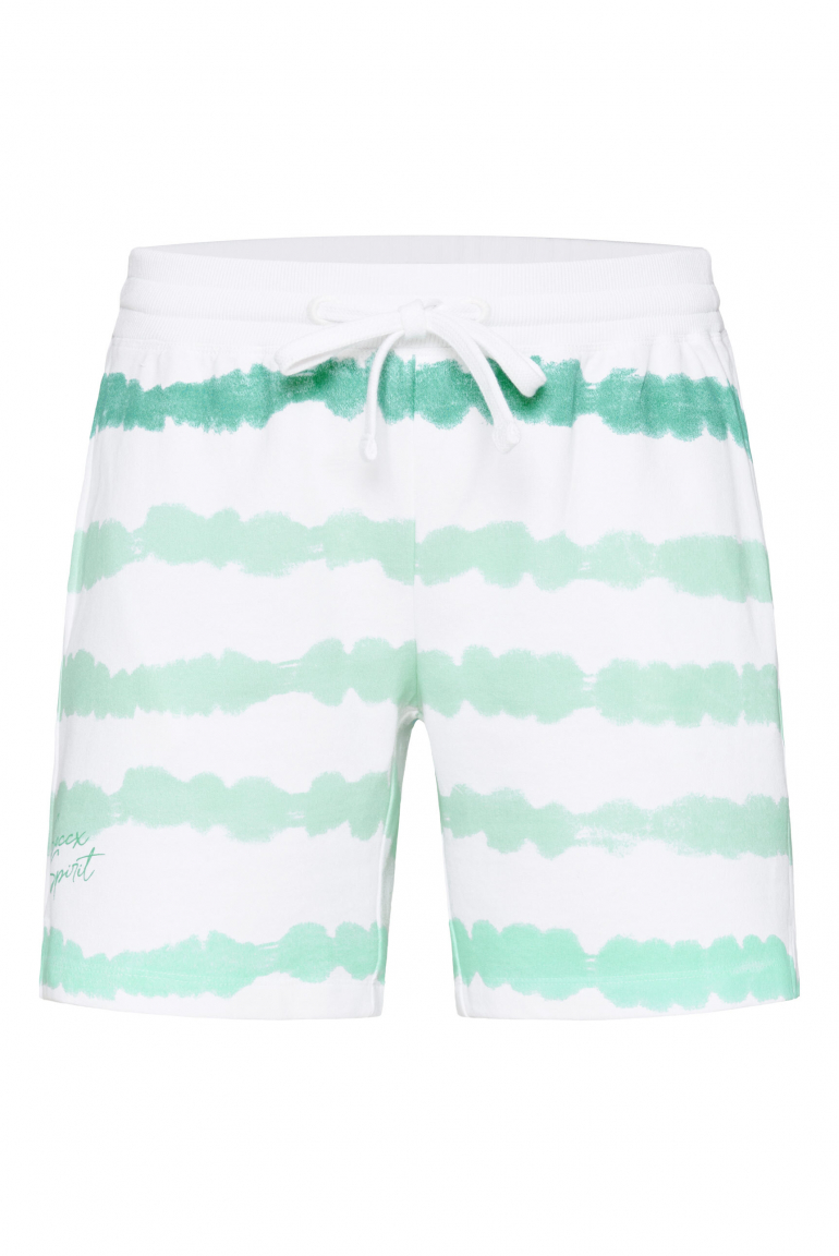 Sweatshorts mit Streifen im Batik-Look opticwhite