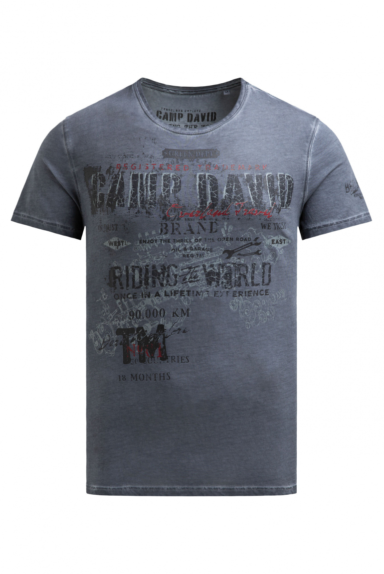 T-Shirt im Used Look mit Crack Prints blue shades