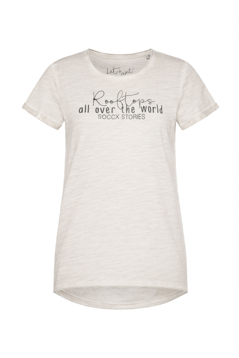 T-Shirt im Used Look mit Label Prints silvery