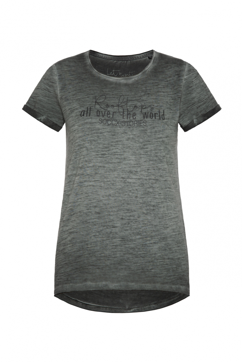 T-Shirt im Used Look mit Label Prints green shadow