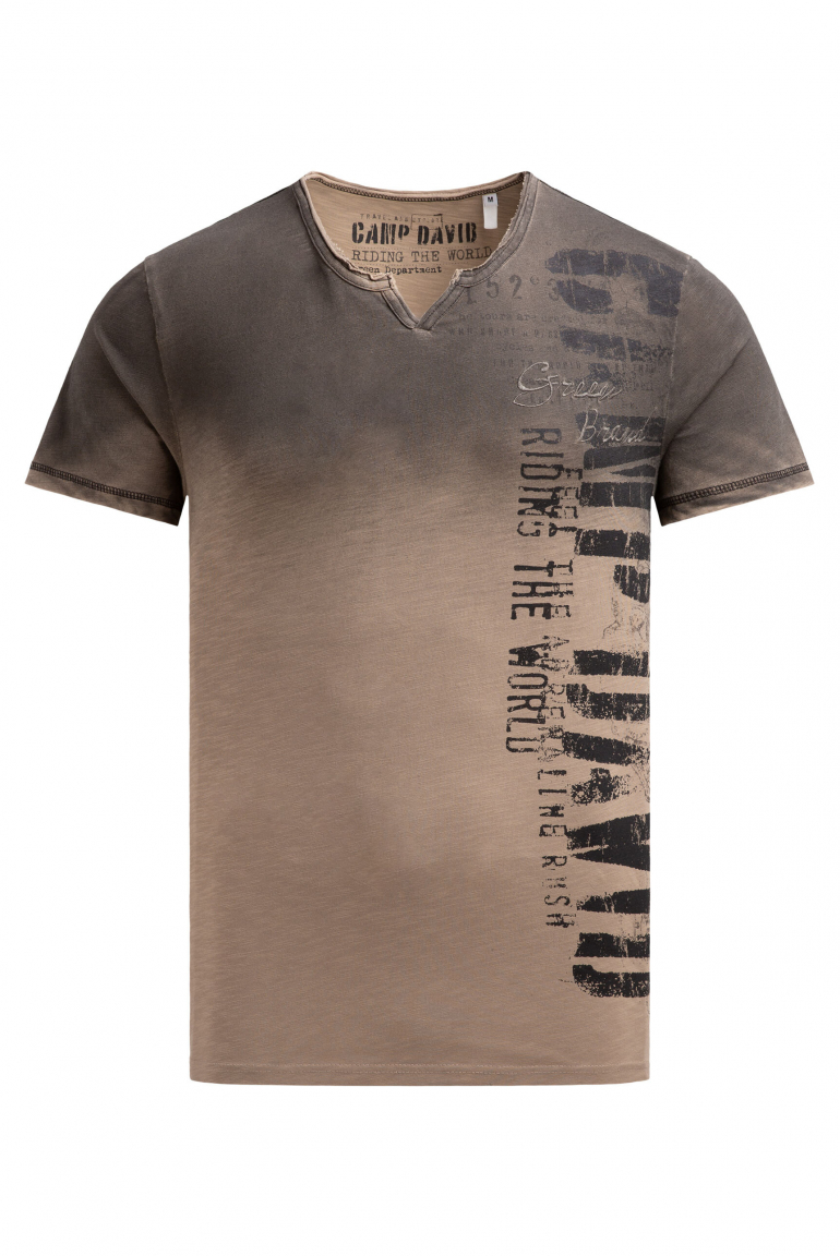 T-Shirt im Vintage Look mit Spray-Effekt und Artwork dark clay
