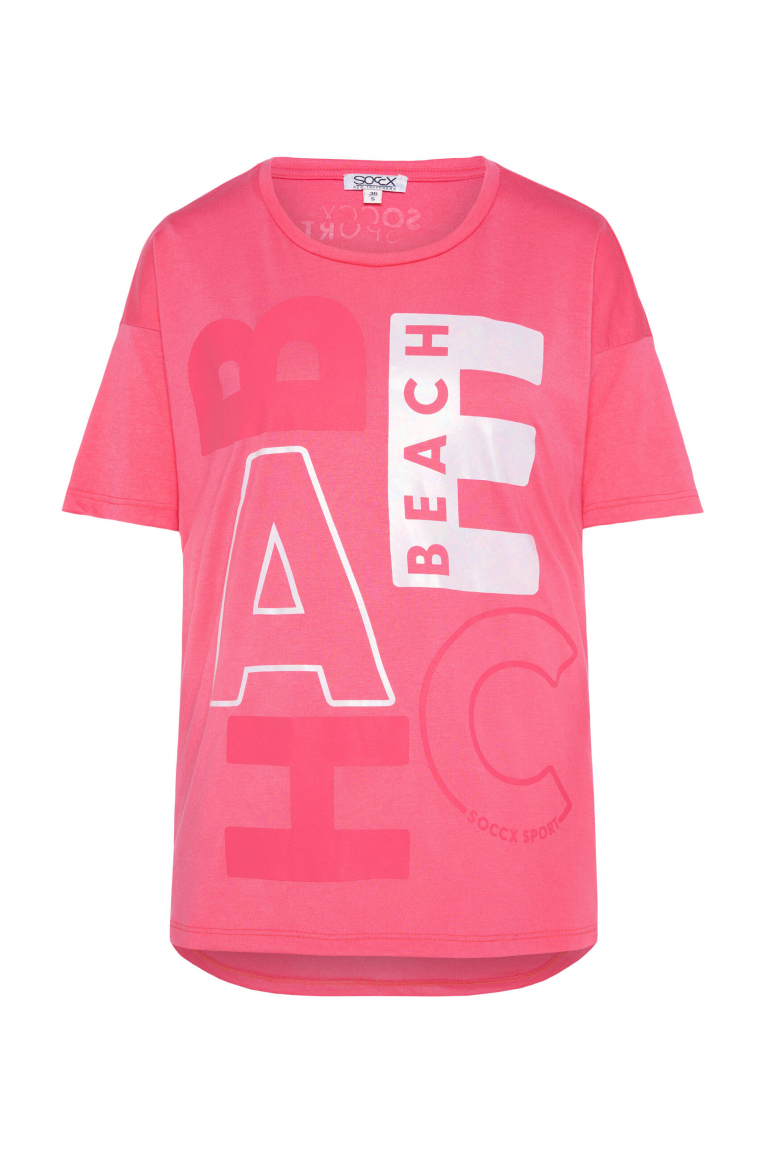 T-Shirt Loose Fit mit Beach Print coral pink