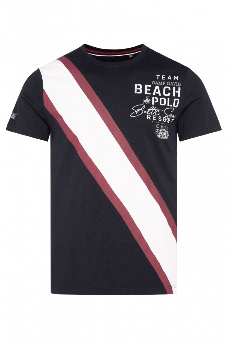 T-Shirt mit Color-Blocking und Artwork blue navy
