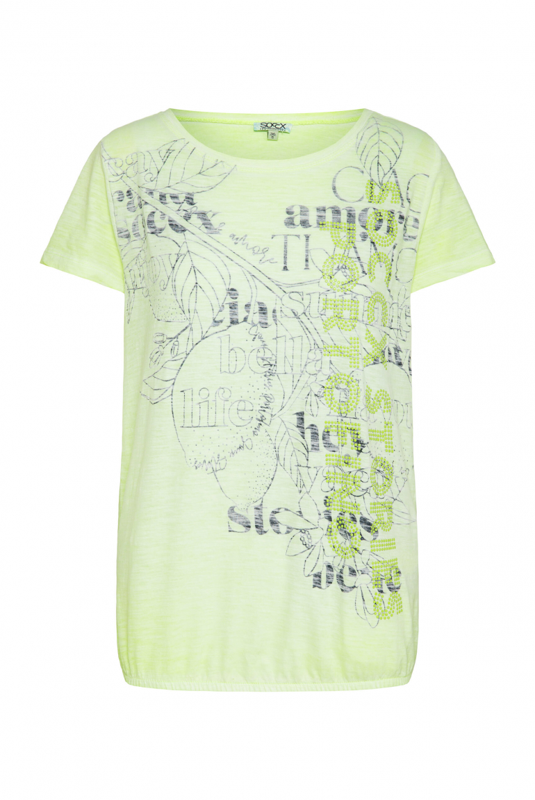 T-Shirt mit Elastiksaum und Artwork summer lime