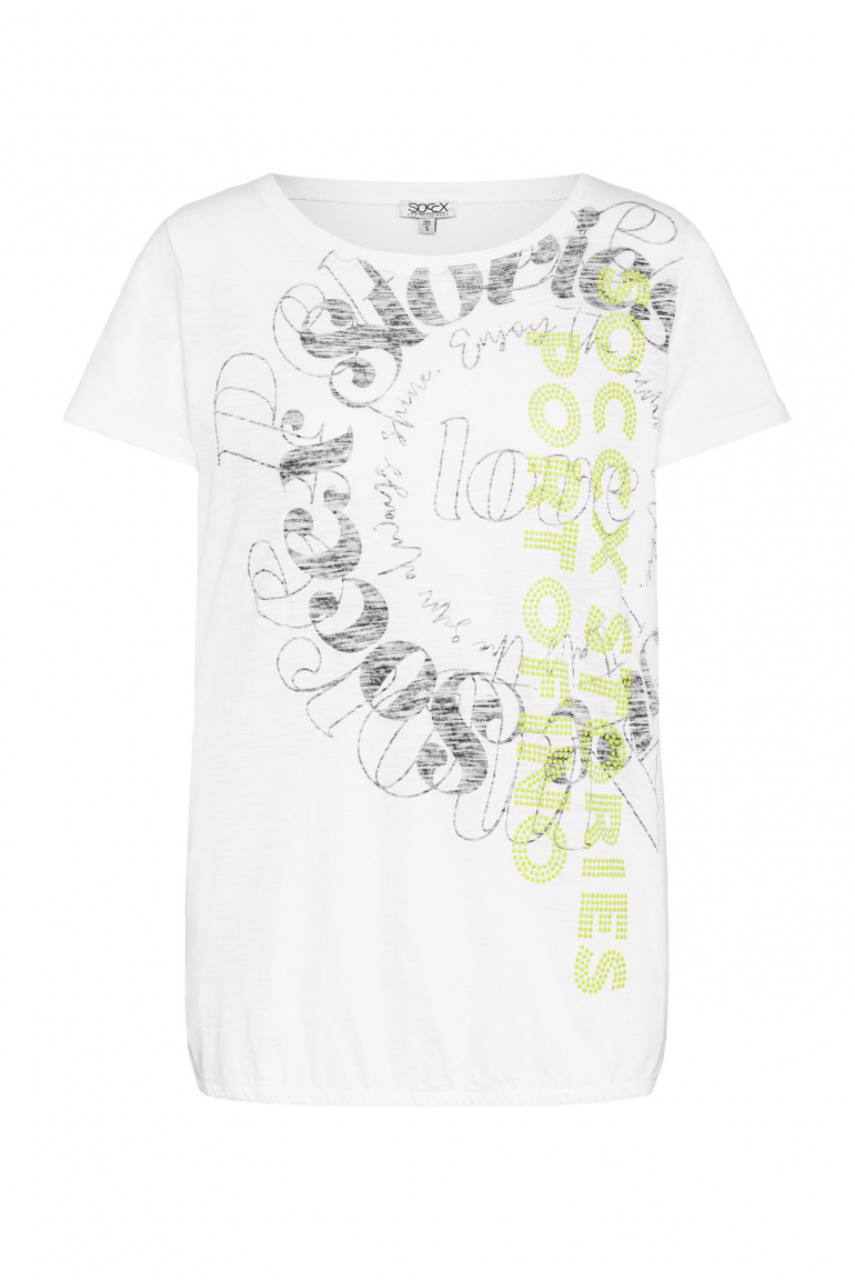 T-Shirt mit Elastiksaum und Artwork opticwhite
