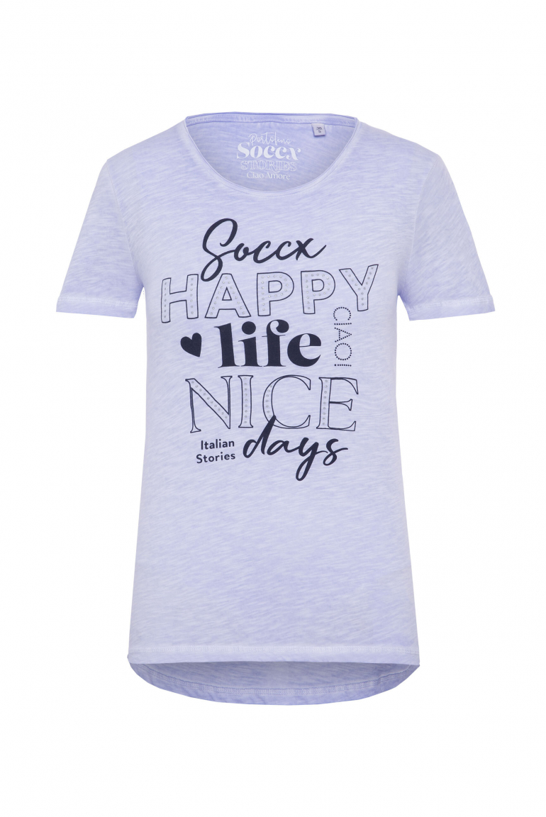 T-Shirt mit Glitter Wording Print soft sky
