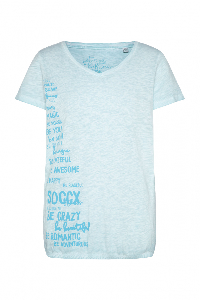 T-Shirt mit Gummizugsaum und Label Print fresh breeze