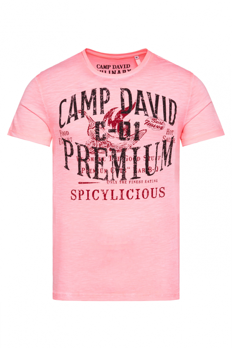 T-Shirt mit Label Print neon punch