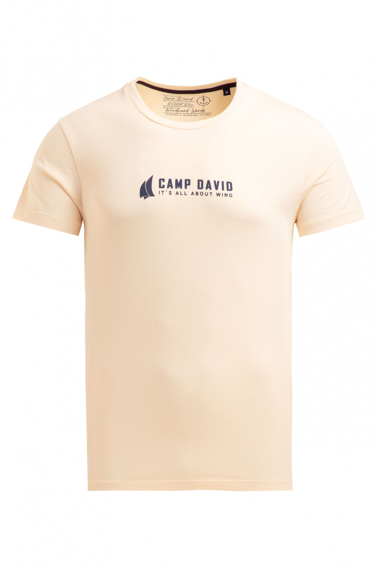 T-Shirt mit Label Print ecru