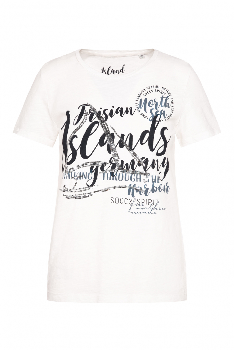 T-Shirt mit Pailletten-Artwork ivory