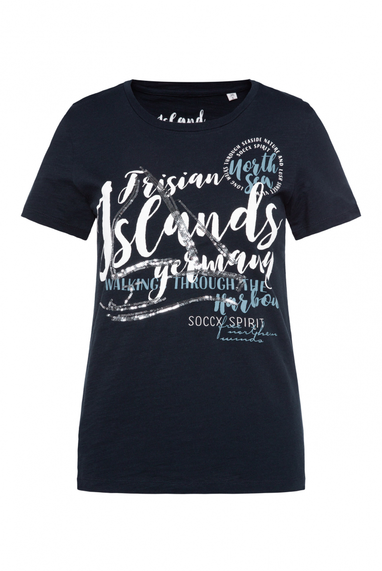 T-Shirt mit Pailletten-Artwork blue navy