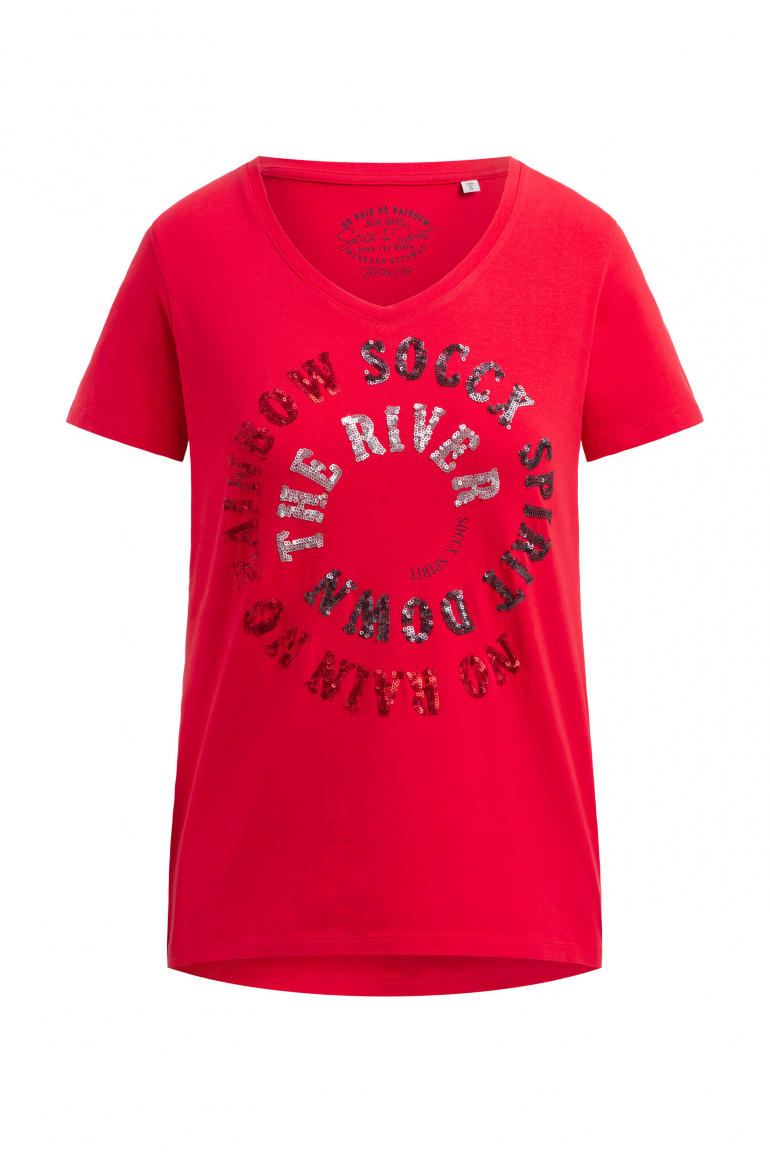 T-Shirt mit Print und Pailletten-Details red heaven