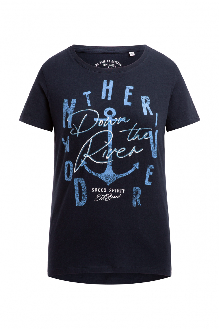 T-Shirt mit Print und Pailletten-Details blue navy