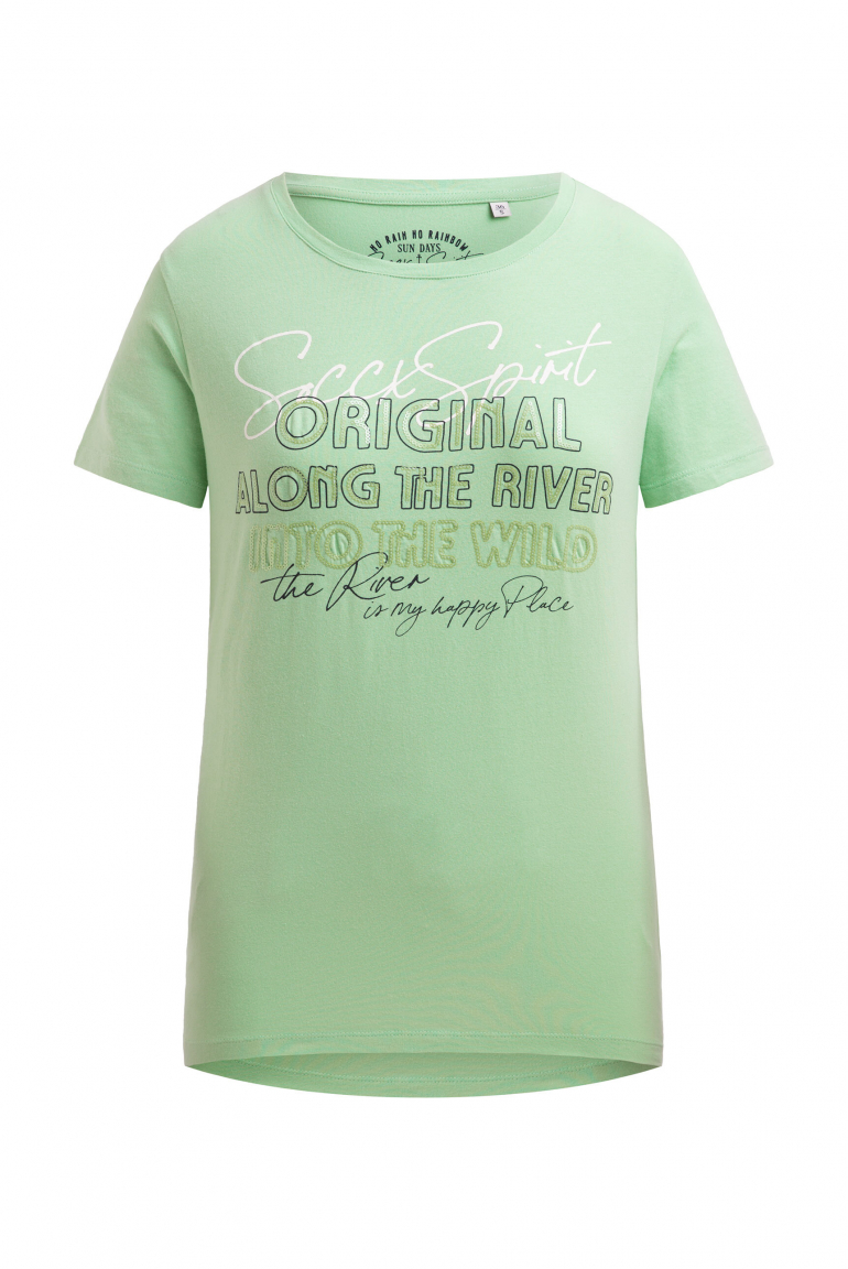 T-Shirt mit Print und Pailletten-Details milky green