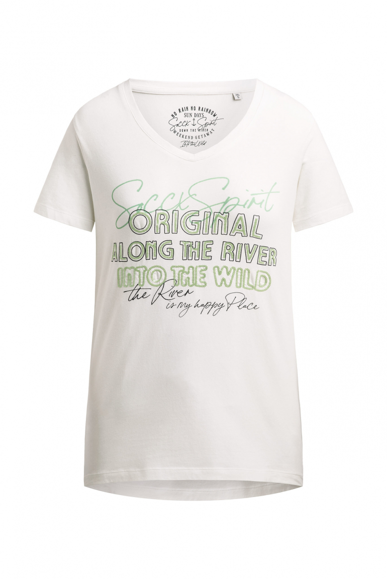 T-Shirt mit Print und Pailletten-Details ivory
