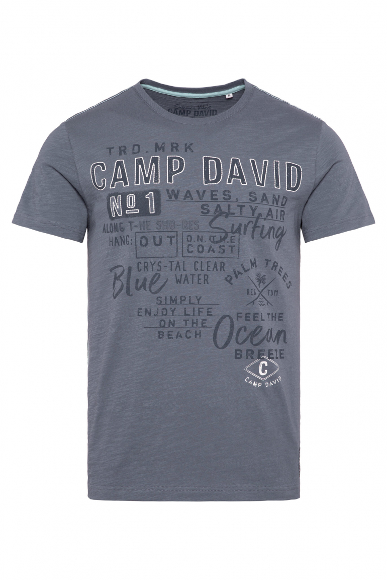 T-Shirt mit Prints im Used Look surf grey