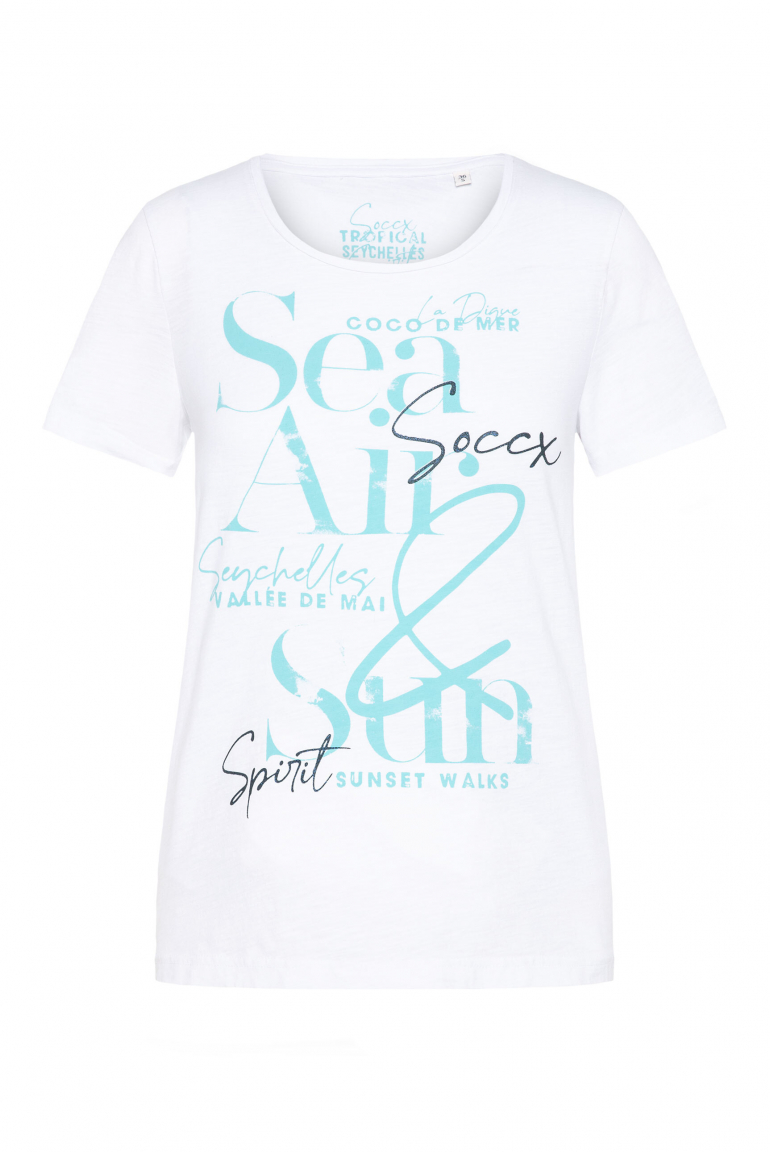 T-Shirt mit Rundhalsausschnitt und Artwork opticwhite