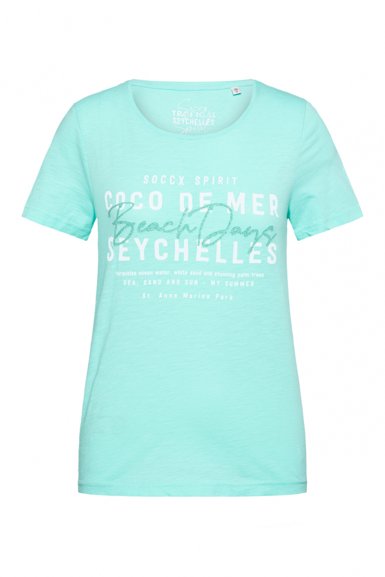 T-Shirt mit Rundhalsausschnitt und Caviar-Wording aqua splash