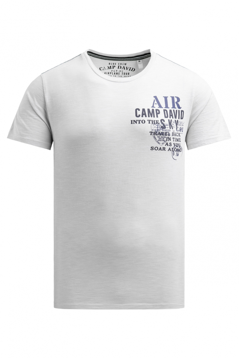 T-Shirt mit Streifen-Design und Rücken-Print opticwhite
