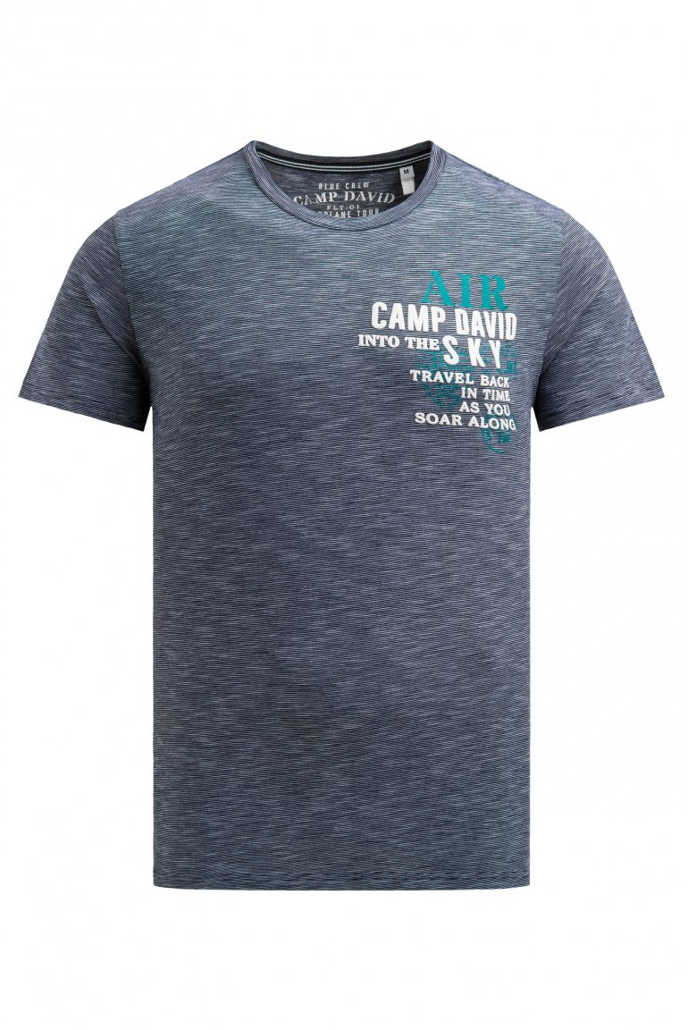 T-Shirt mit Streifen-Design und Rücken-Print blue navy