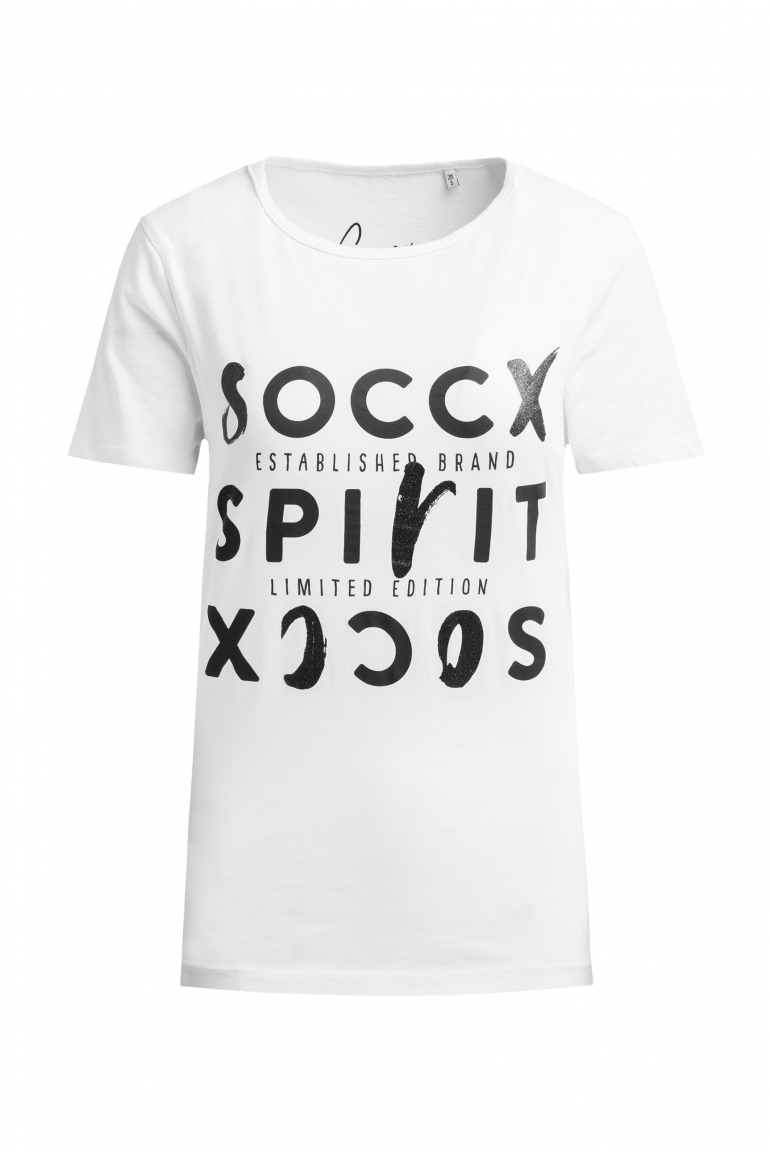 T-Shirt mit U-Boot-Ausschnitt und Artwork opticwhite