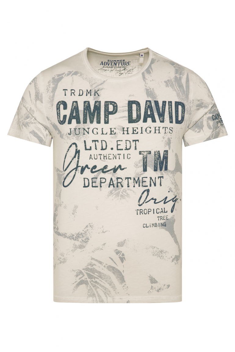 T-Shirt Oil Dyed mit All Over Print silvery