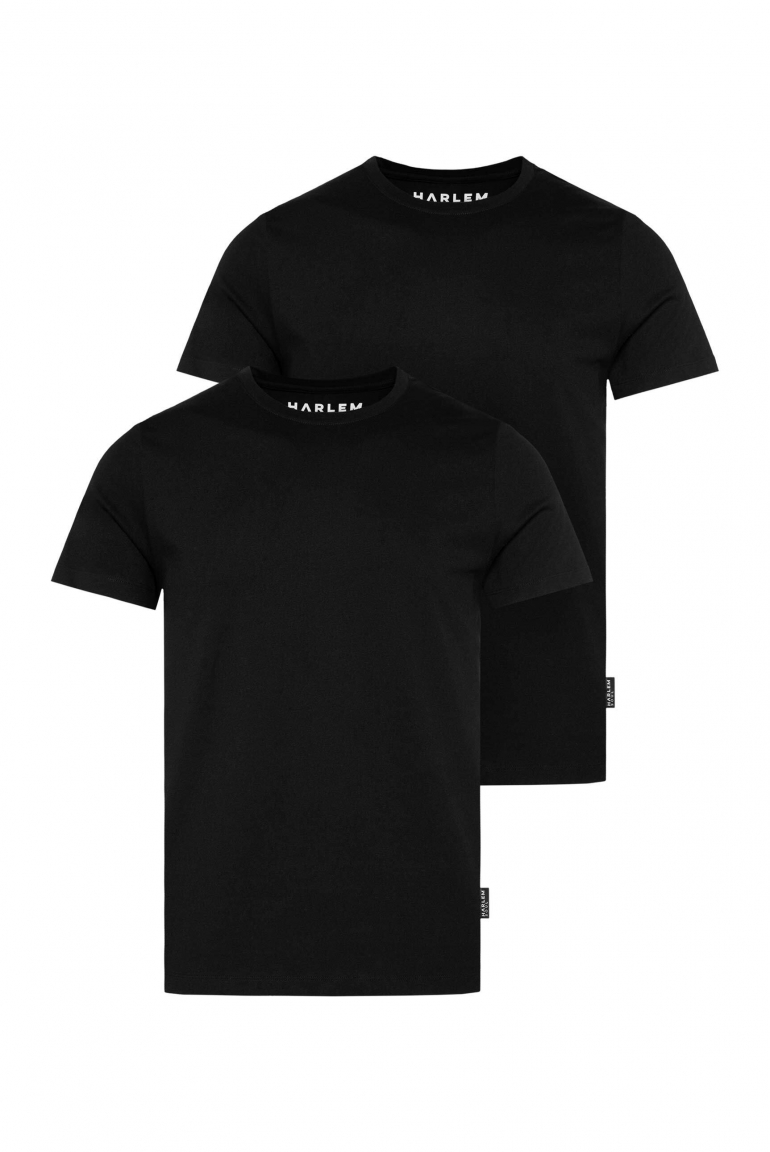T-Shirt Rundhals, 2er-Pack black / black