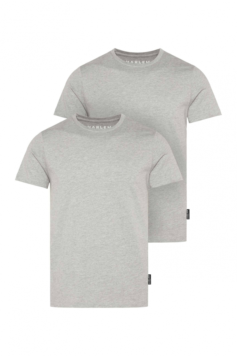 T-Shirt Rundhals, 2er-Pack greymelange / greymelange